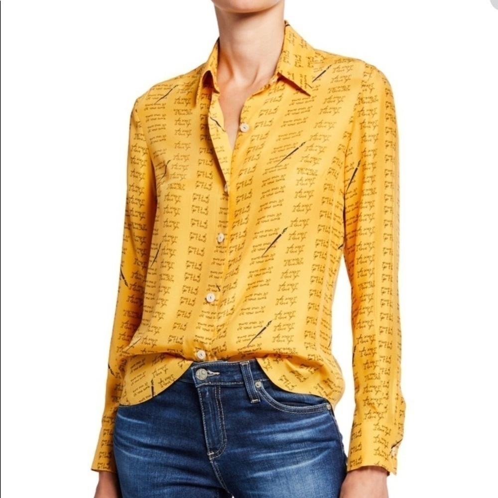 HVN  Cristina Button-Down Silk Blouse